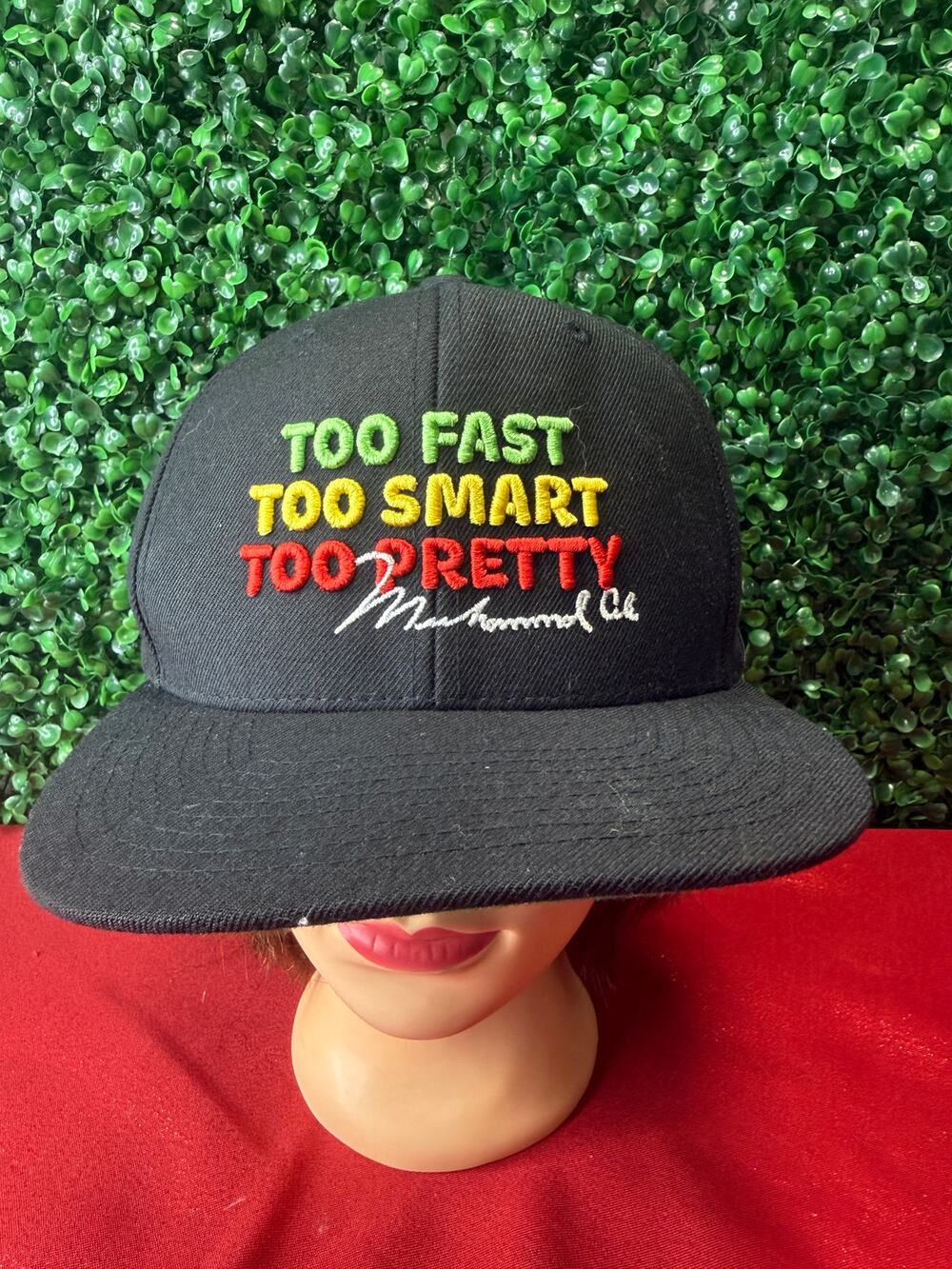 Contenders Clothing Muhammad Ali Too Pretty Black Snapback Hat Tri-Color Text
